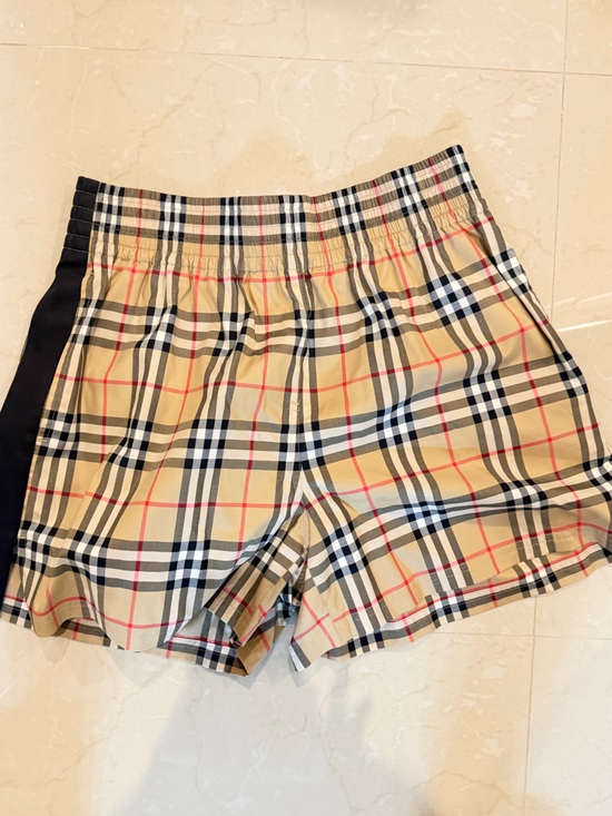 Burberry Pants - Burberry Beige Plaid Skirt with Navy Trim